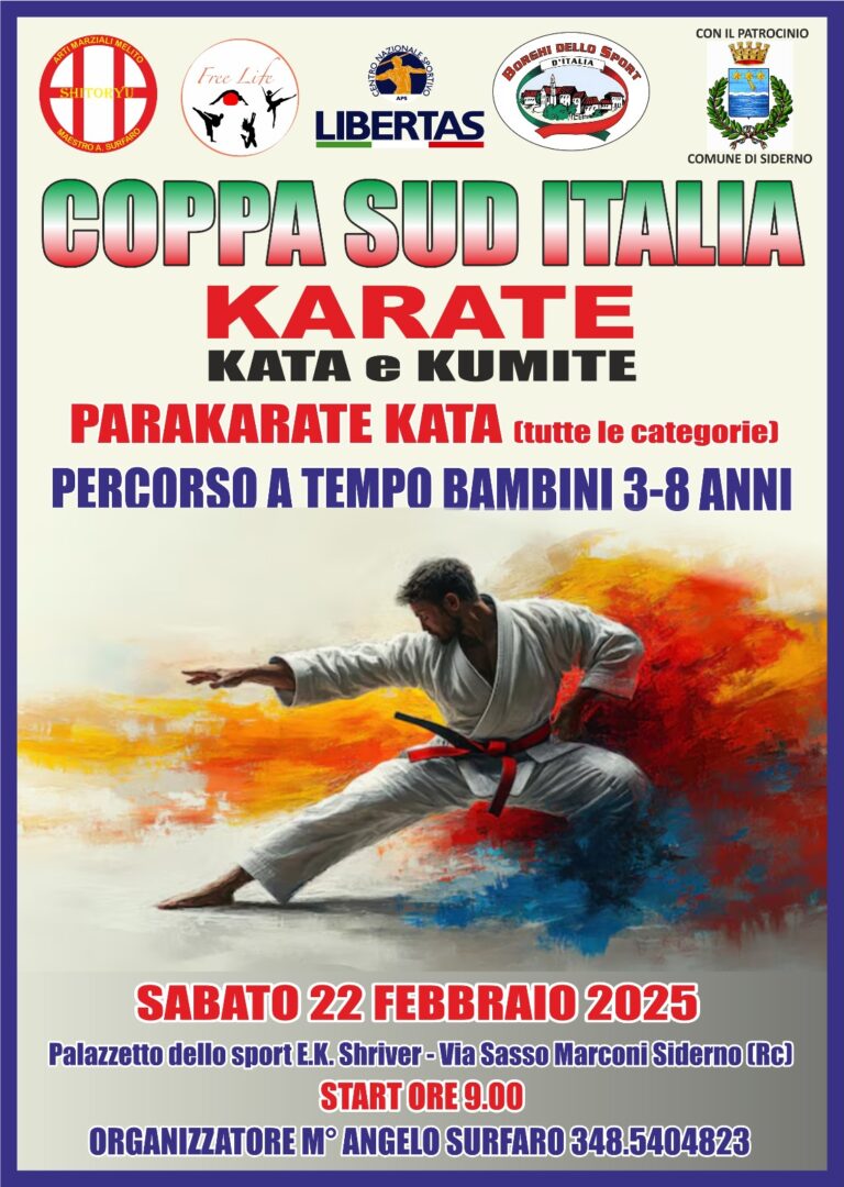 Palasport, sabato 22 il campionato del Sud Italia di arti marziali