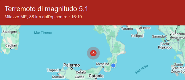 Sicilia: Terremoto di forte intensità